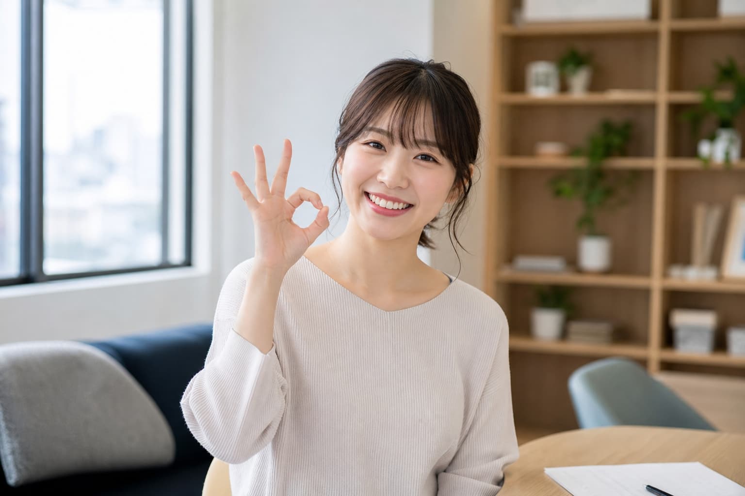 スマートフォンを持って相談する女性